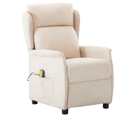 vidaXL elektriskais masāžas krēsls, krēmkrāsas audums