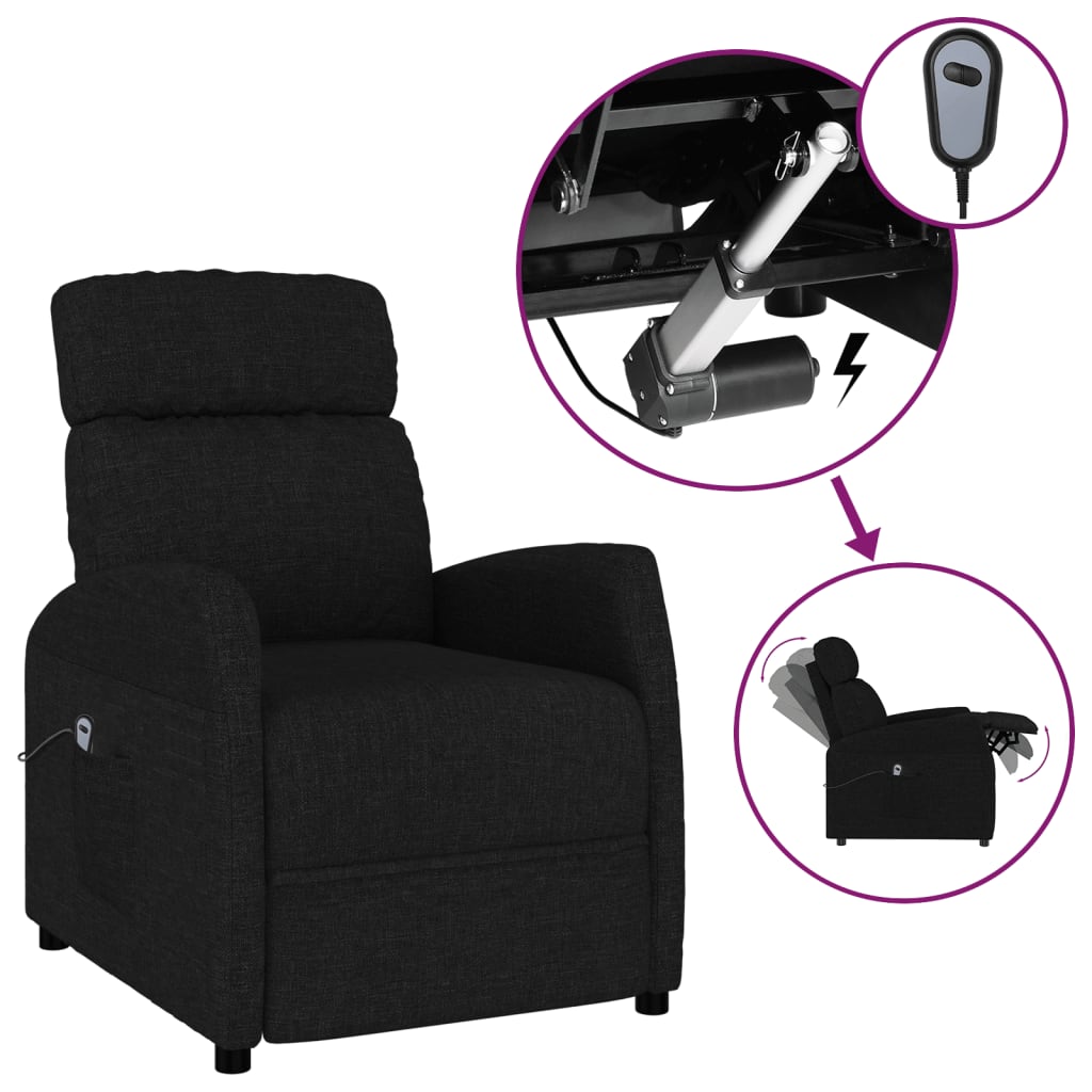 Fauteuil inclinable électrique Noir Tissu