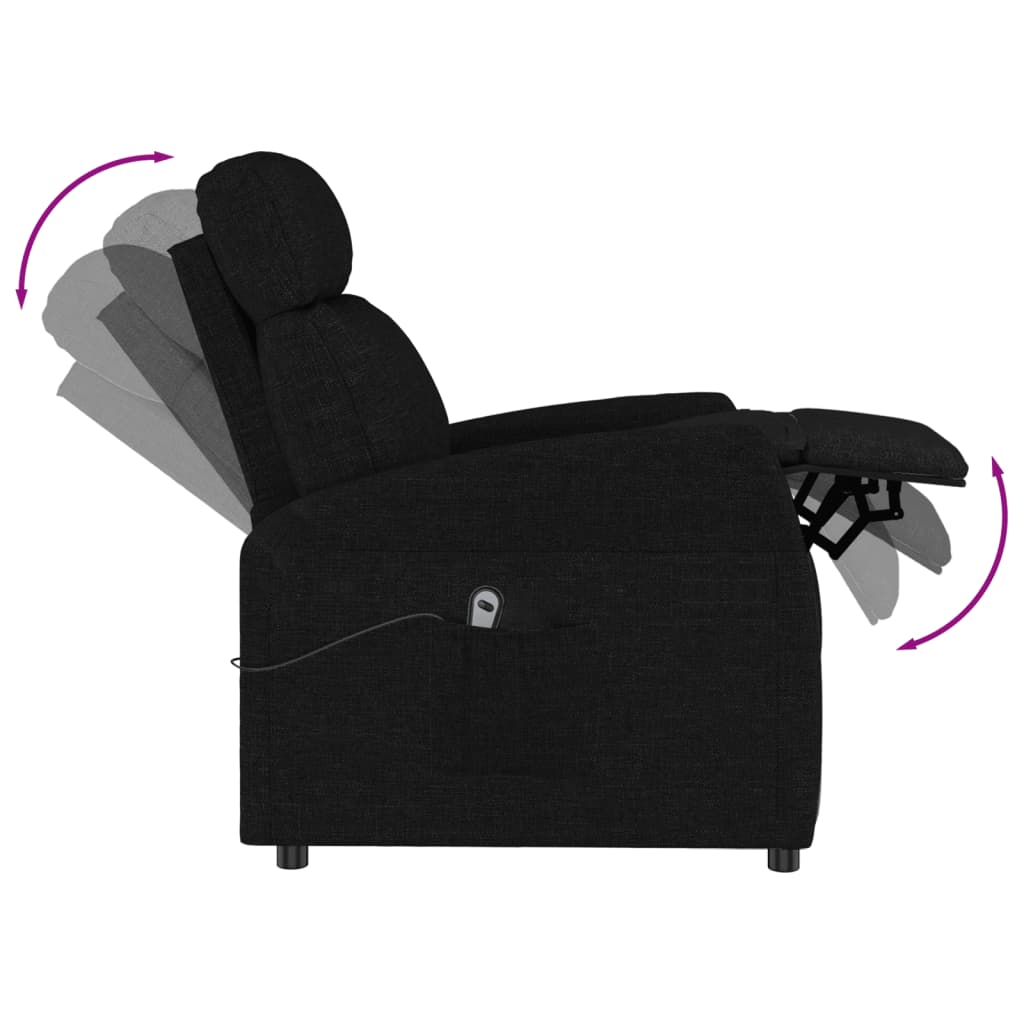 Fekete szövet elektromos dönthető fotel 