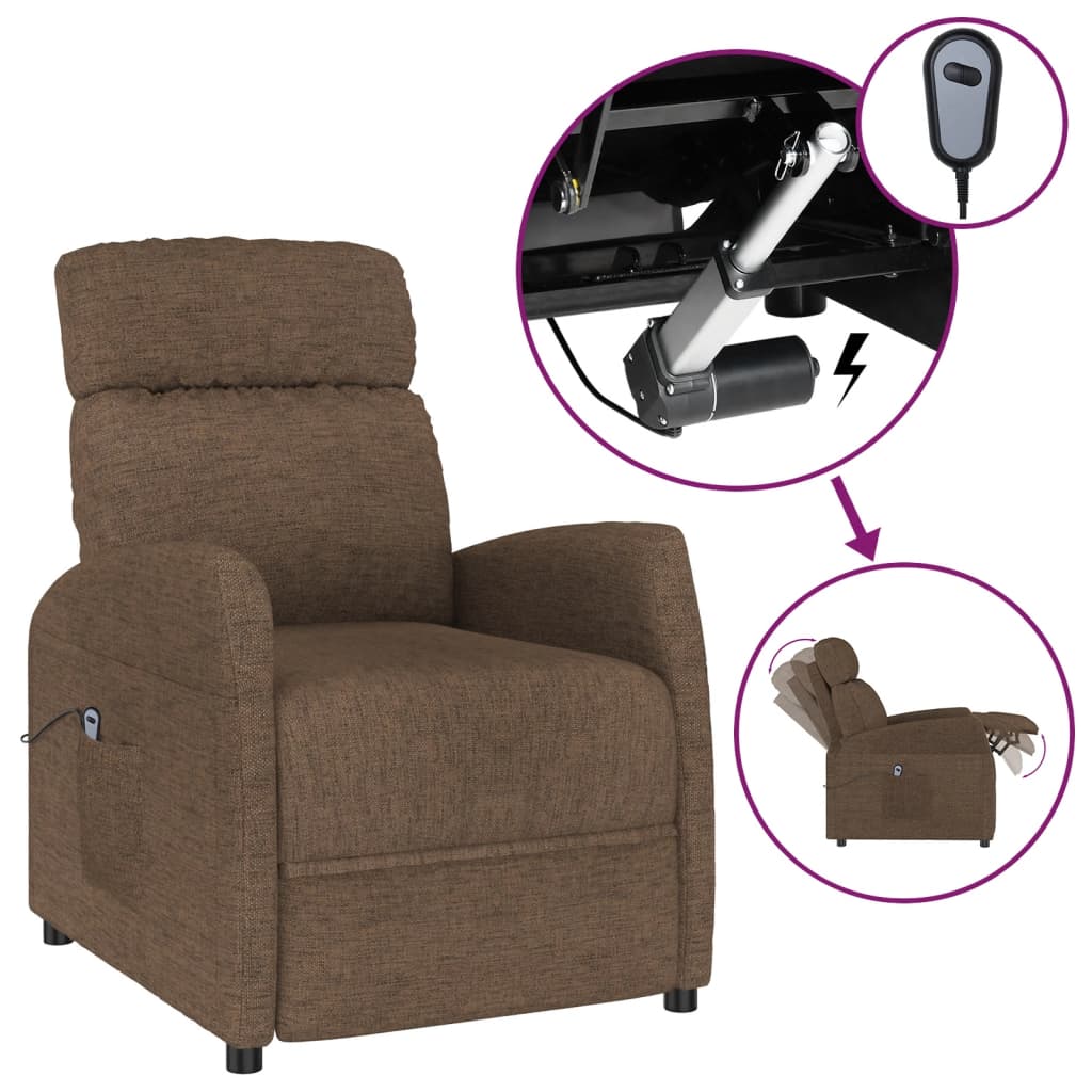 Fauteuil inclinable électrique Marron Tissu