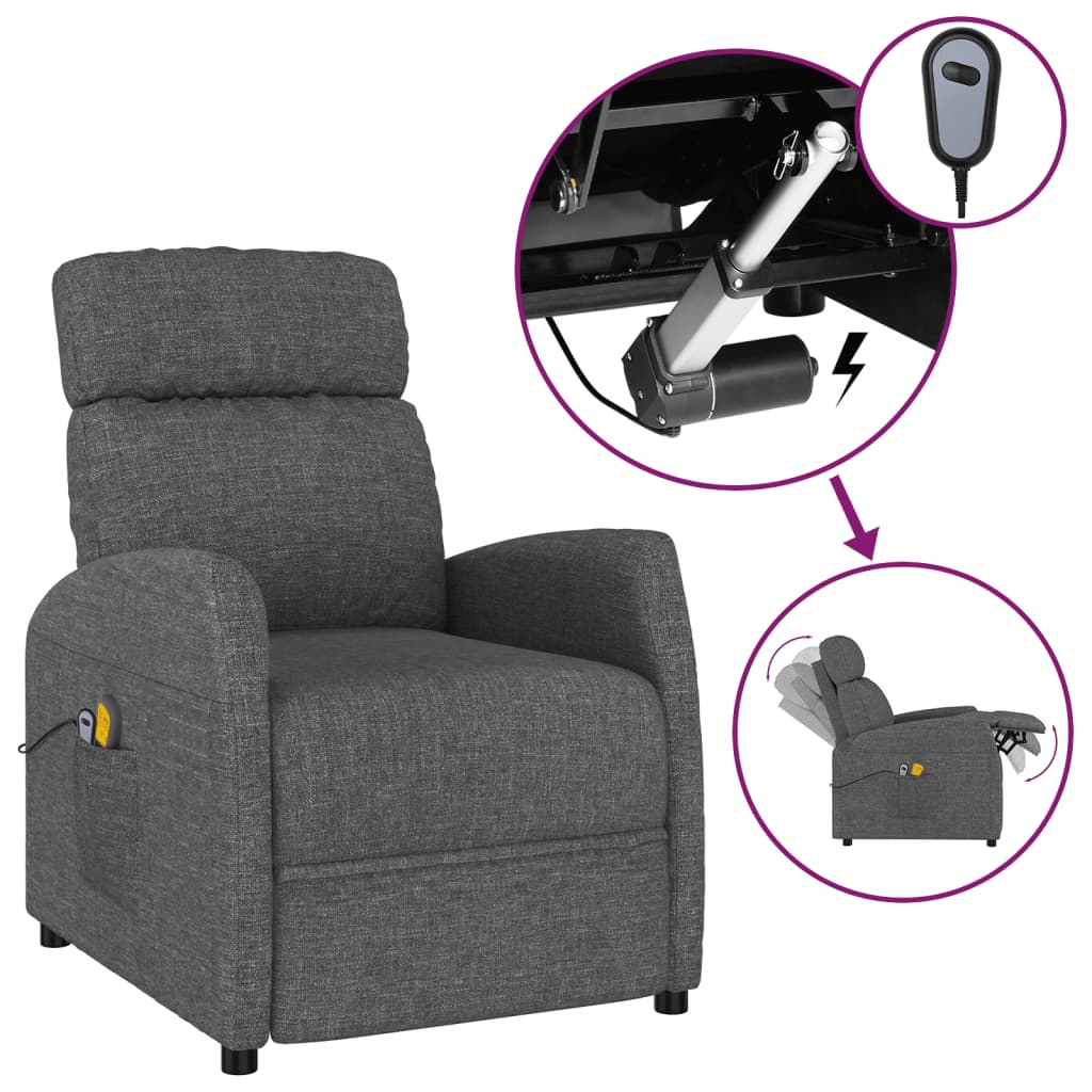 vidaXL Elektrické masážní křeslo tmavě šedé textil