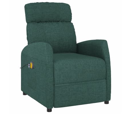 vidaXL Електрически масажен стол, тъмнозелен, текстил