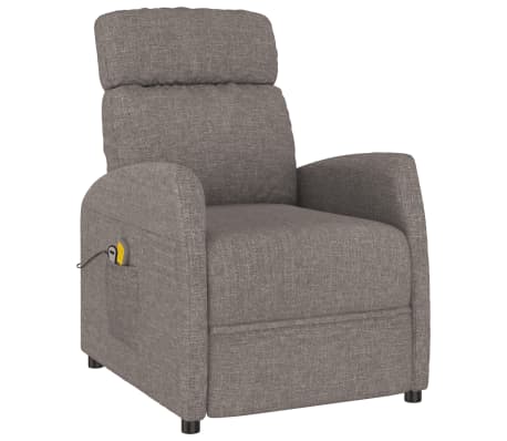 vidaXL Poltrona de massagens el&eacute;trica reclin&aacute;vel tecido cinza-acast.