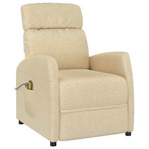 vidaXL Fauteuil électrique de massage Crème Tissu