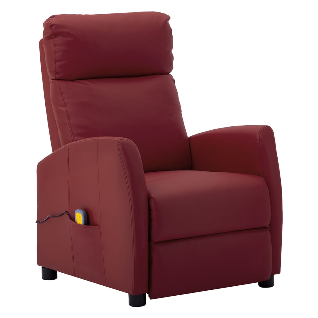 vidaXL elektrisks masāžas krēsls, vīnsarkana mākslīgā āda