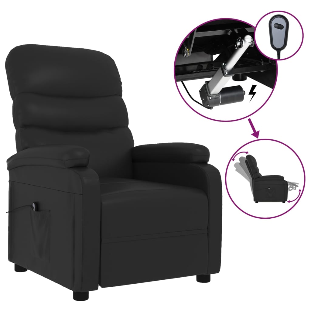 Fekete műbőr elektromos dönthető fotel 