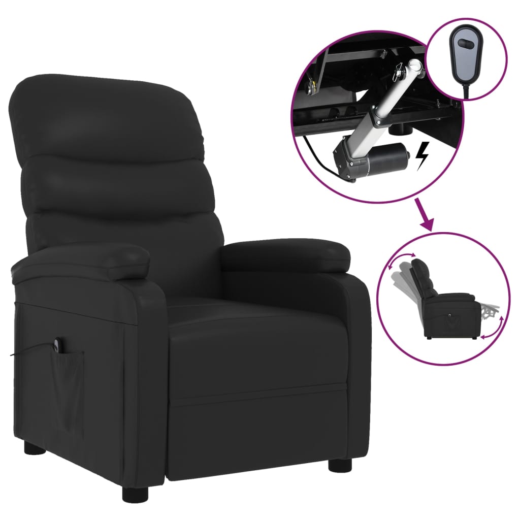 vidaXL Elektrické polohovací křeslo černé umělá kůže