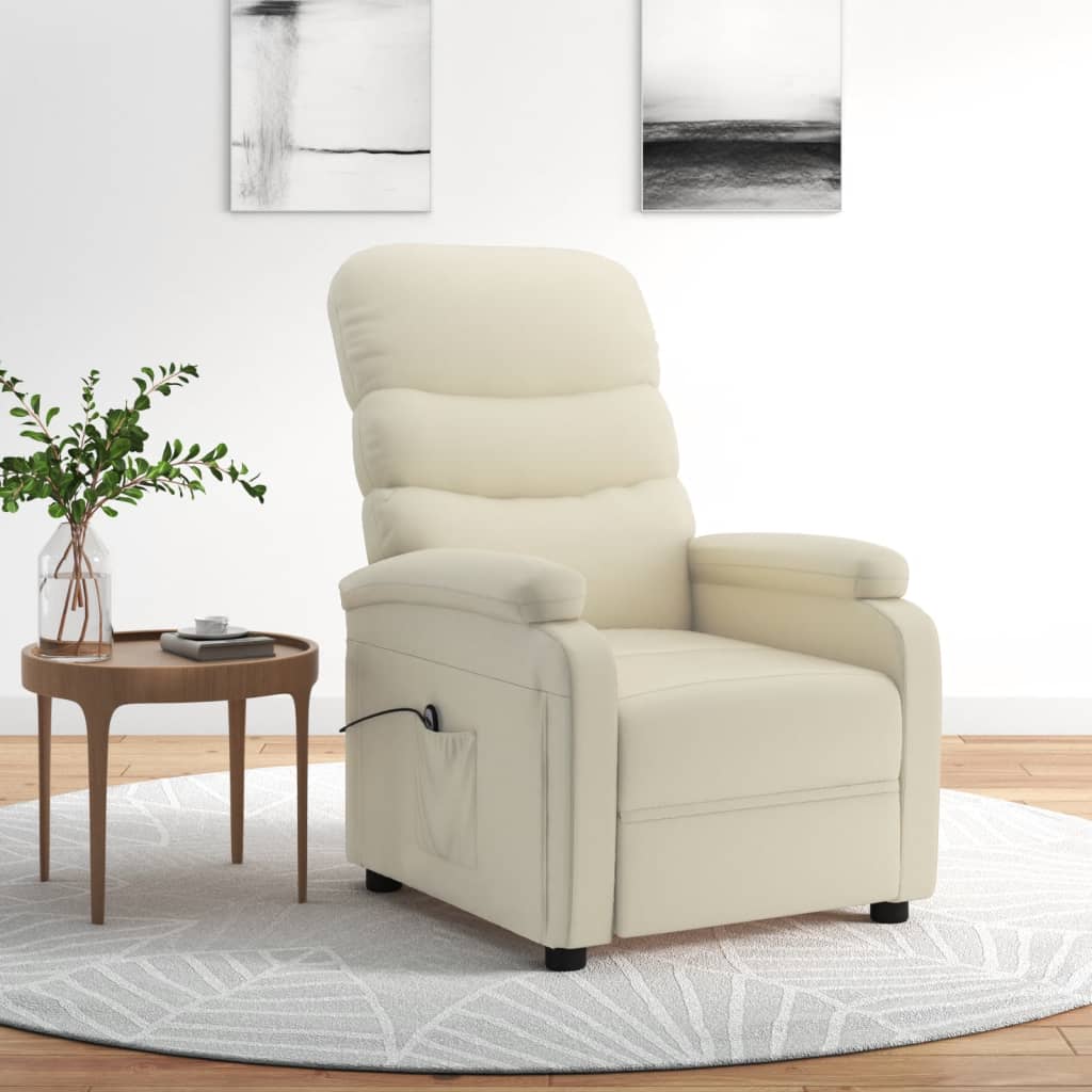 Fauteuil inclinable électrique Crème Similicuir