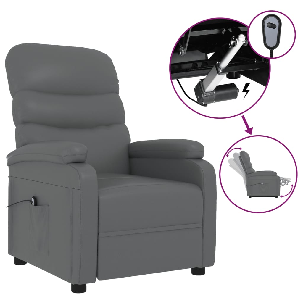 vidaXL Elektrické polohovací křeslo šedé umělá kůže