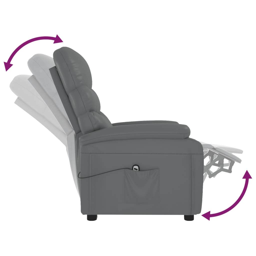 Szürke műbőr dönthető elektromos fotel 