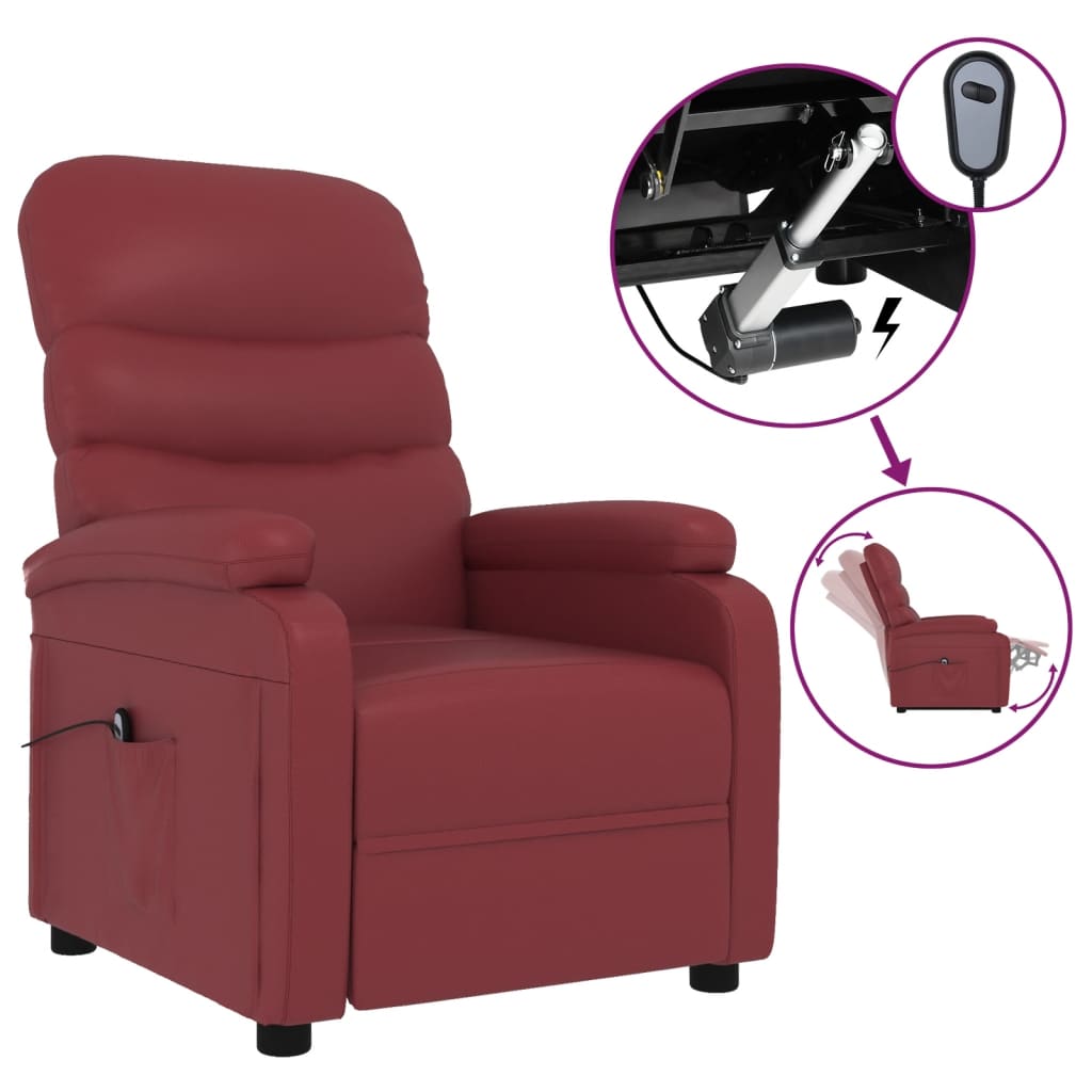 Bordó műbőr dönthető elektromos szék 