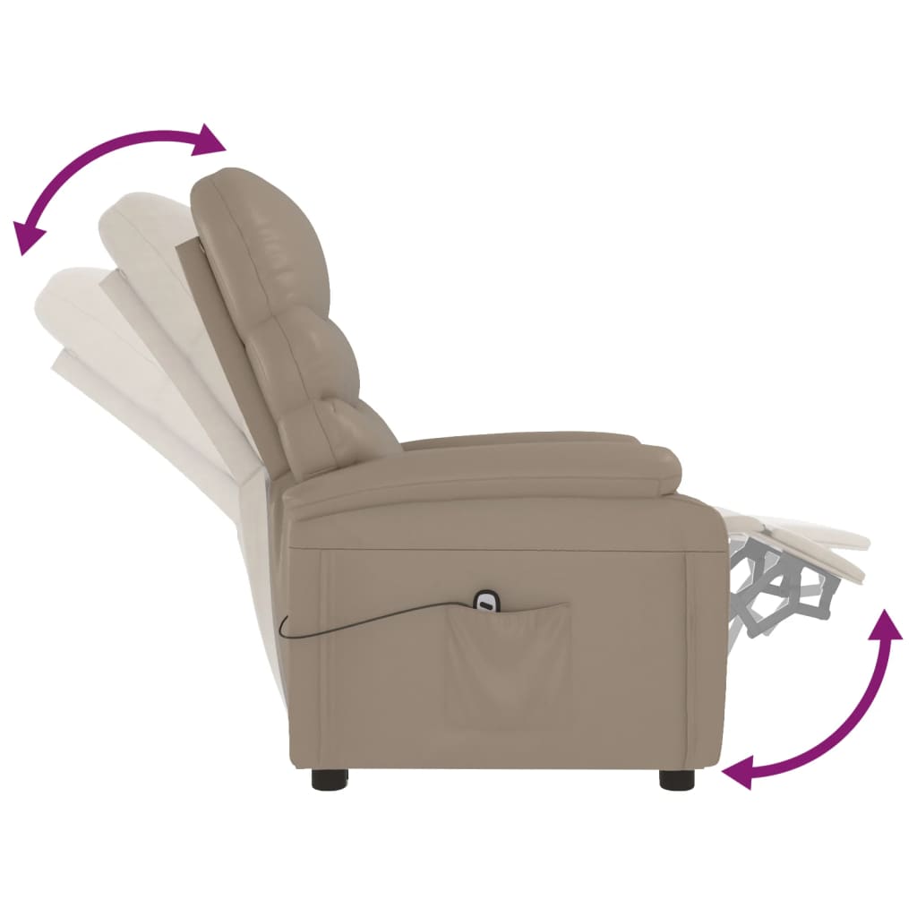 Kávészínű műbőr dönthető elektromos fotel 