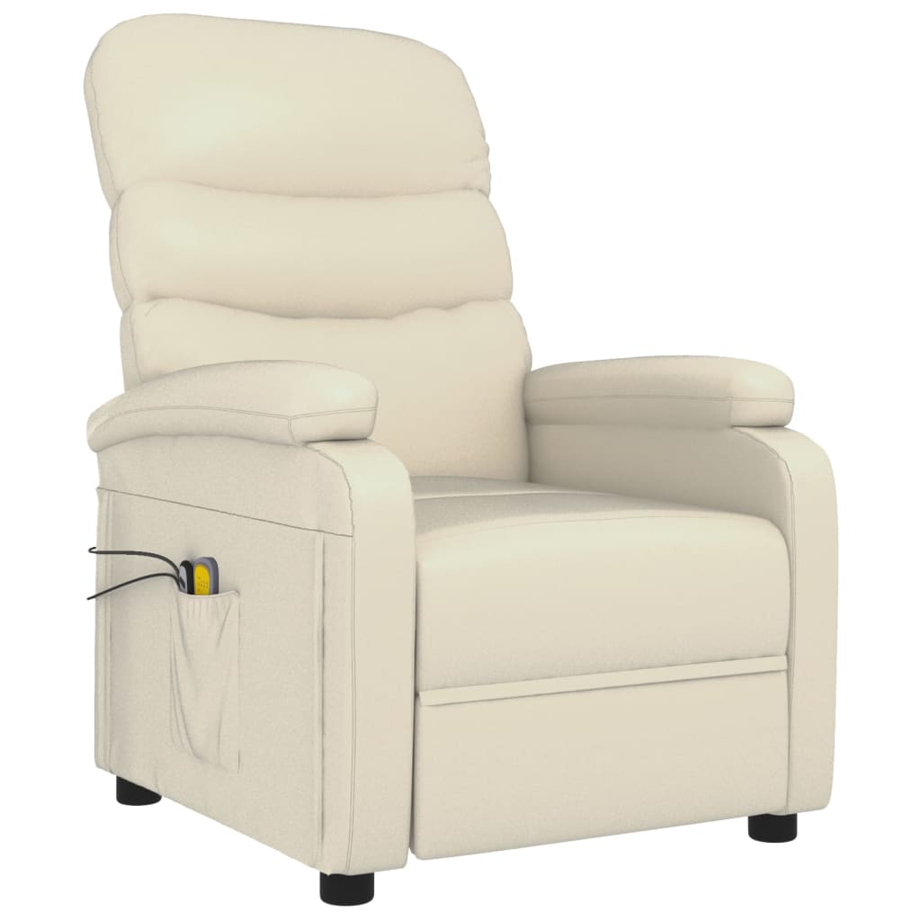 vidaXL Massagestoel elektrisch kunstleer crèmekleurig