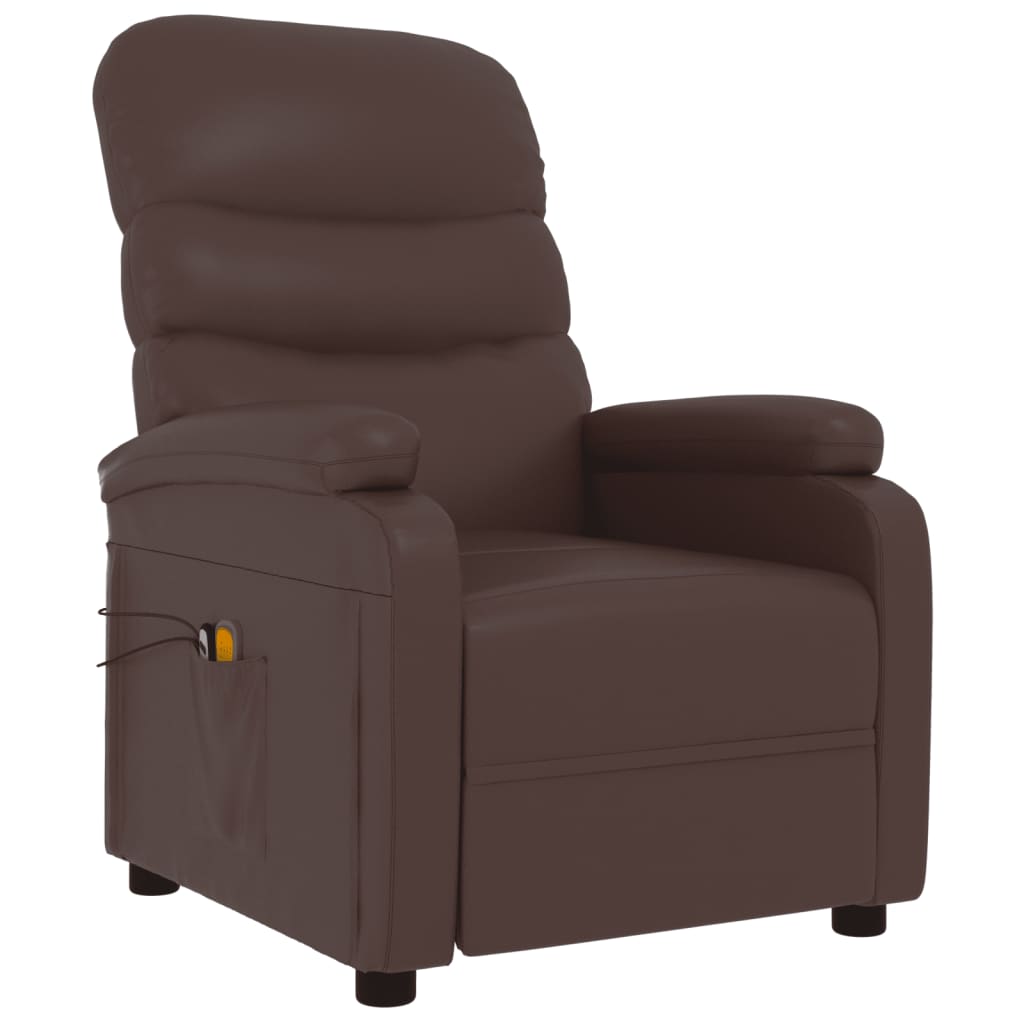 vidaXL Fauteuil de massage électrique Marron Similicuir