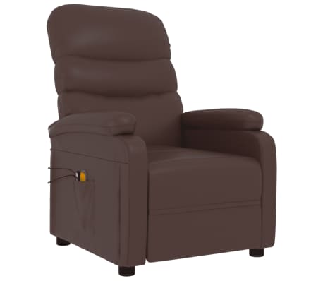 vidaXL Fauteuil de massage électrique Marron Similicuir