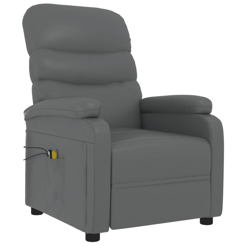 vidaXL Massagestoel elektrisch kunstleer grijs