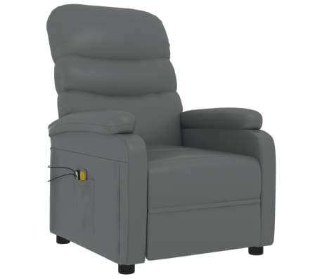 vidaXL Fauteuil de massage électrique Gris Similicuir