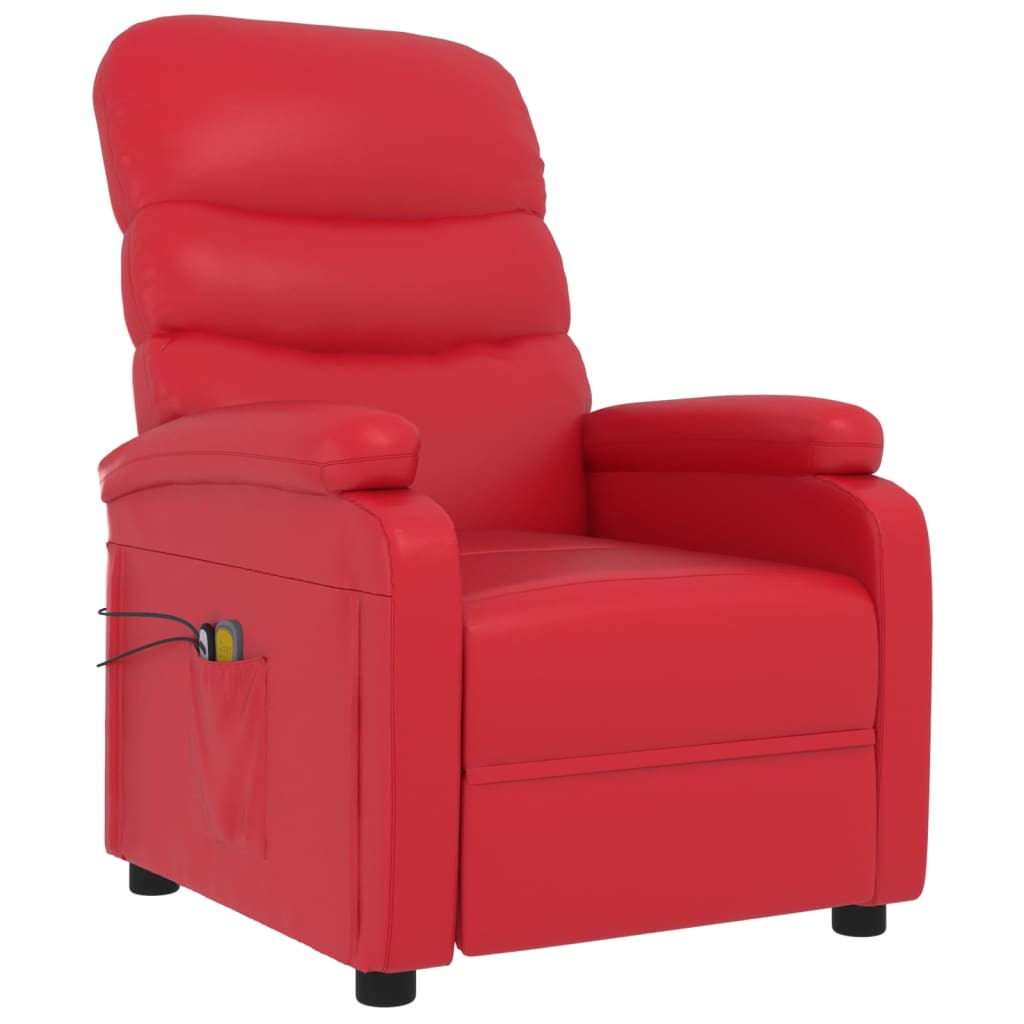 vidaXL Fauteuil de massage électrique Rouge Similicuir