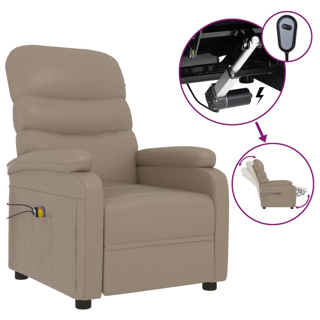 vidaXL Elektrické masážní křeslo cappuccino umělá kůže