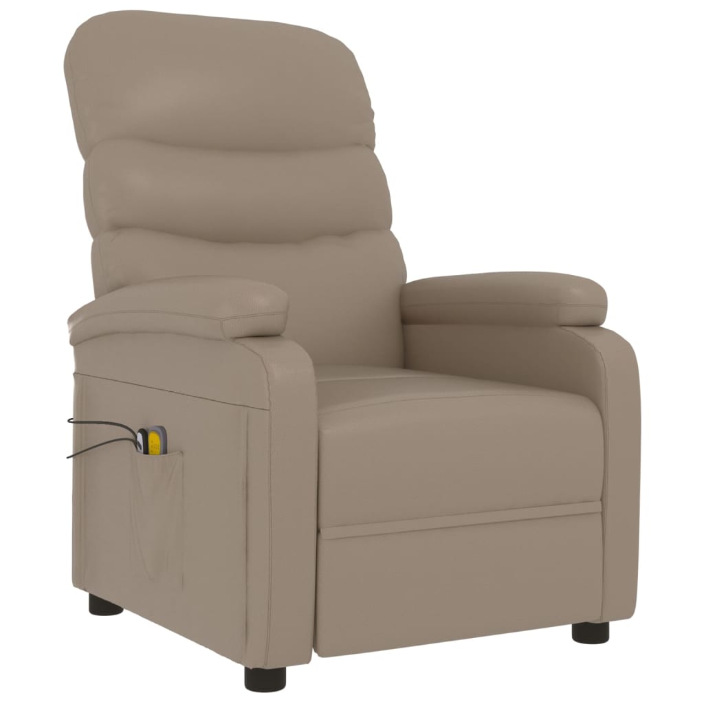 vidaXL Massagestoel elektrisch kunstleer cappuccinokleurig
