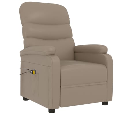 vidaXL Elektrinis masažinis krėslas, kapučino spalvos, dirbtinė oda