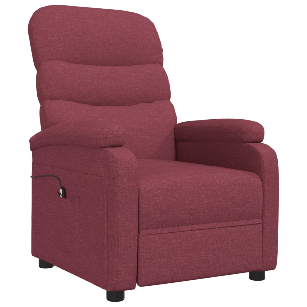 vidaXL Elektryczny fotel rozkładany, winna czerwień, obity tkaniną