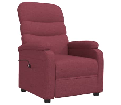 vidaXL Elektryczny fotel rozkładany, winna czerwień, obity tkaniną