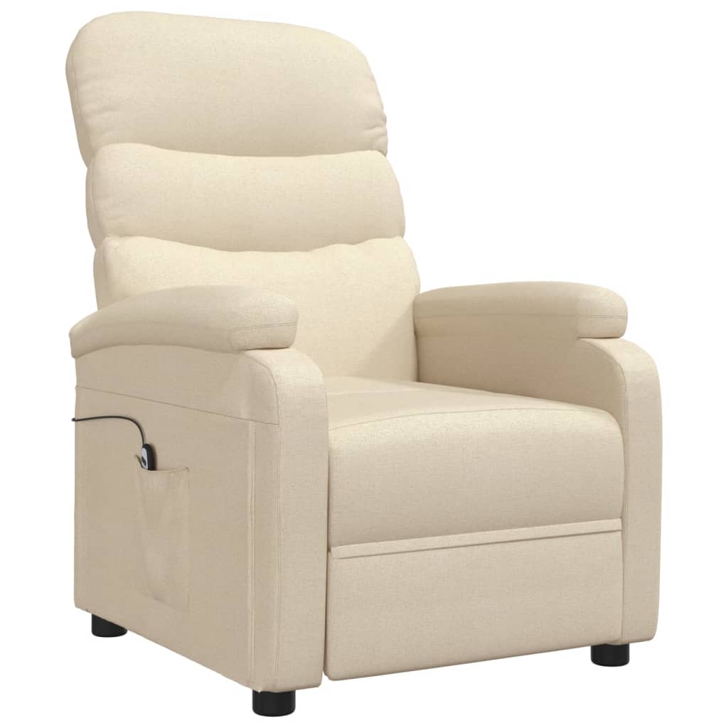 

vidaXL Fauteuil verstelbaar elektrisch stof crèmekleurig