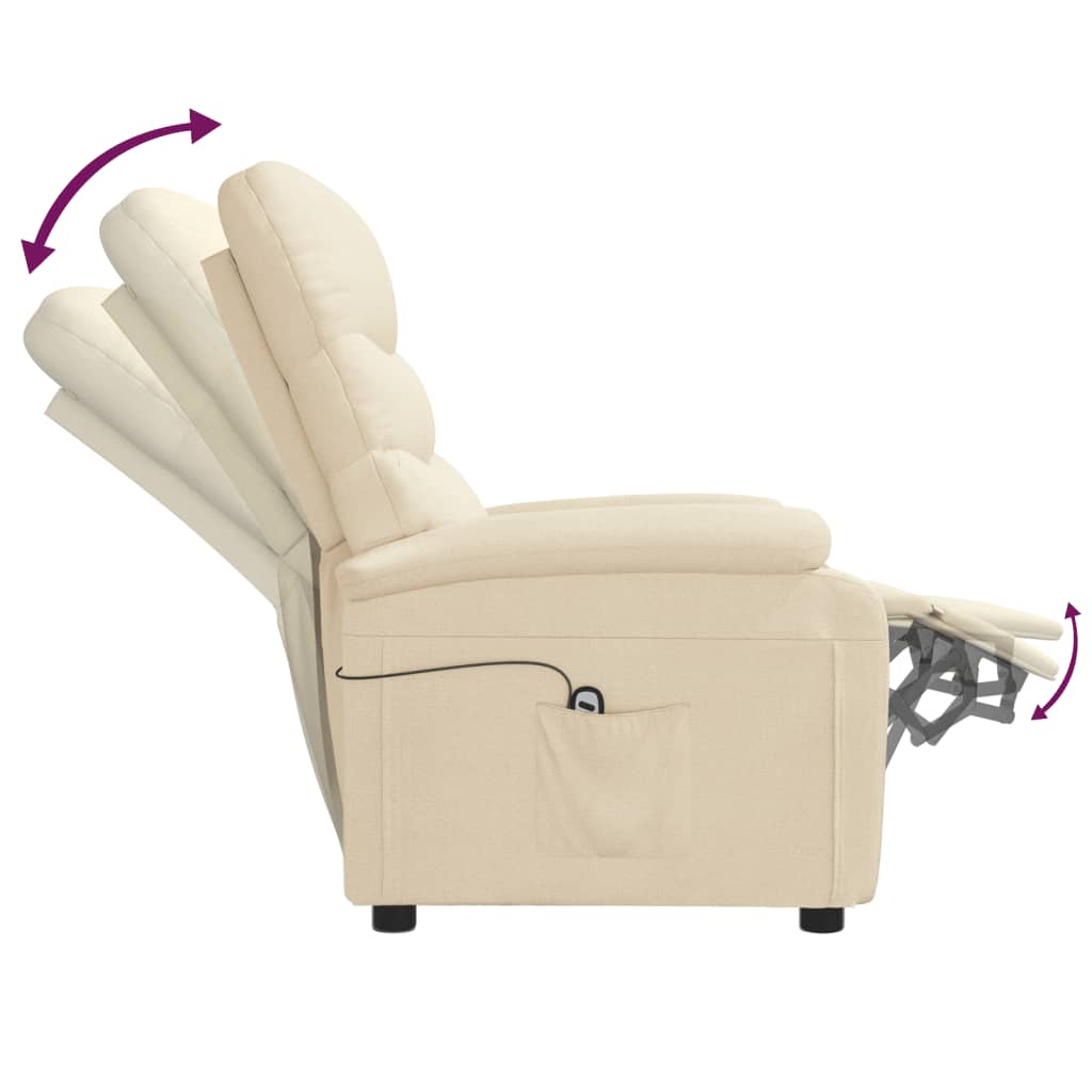 Krémszínű szövet elektromos dönthető fotel 