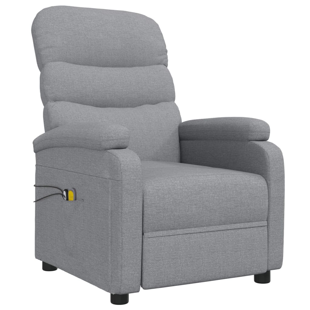 vidaXL Massagestoel elektrisch stof lichtgrijs