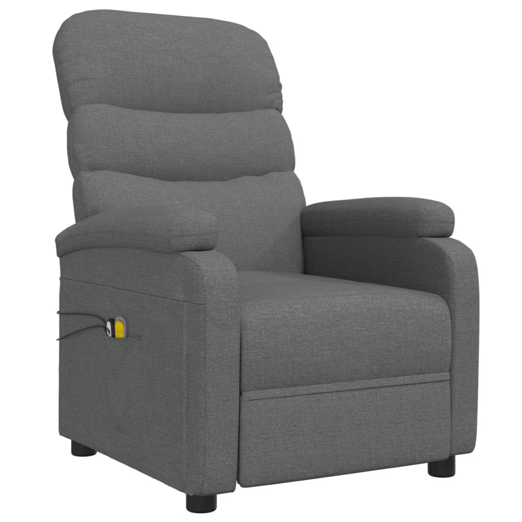 vidaXL Massagestoel elektrisch stof donkergrijs