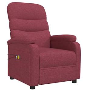 vidaXL Massagestoel elektrisch stof wijnrood