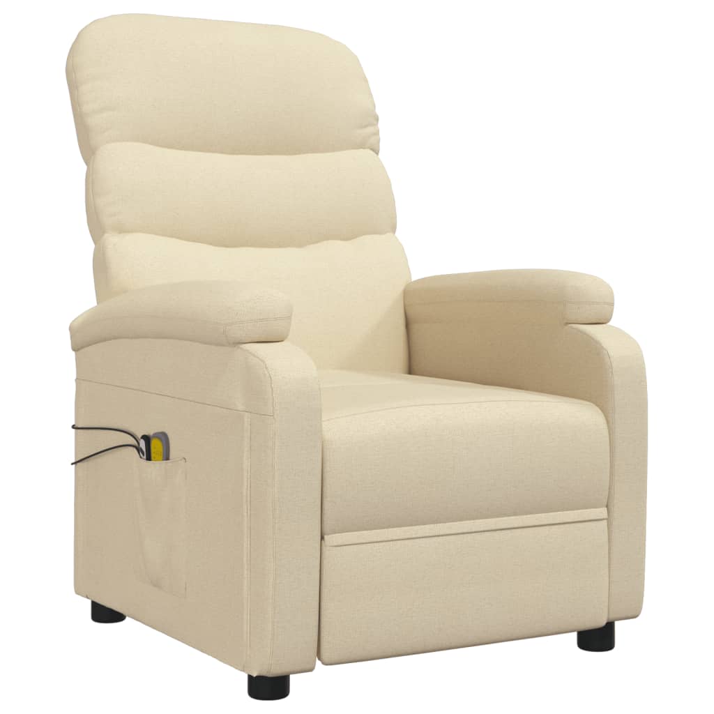 

vidaXL Massagestoel verstelbaar elektrisch stof crèmekleurig