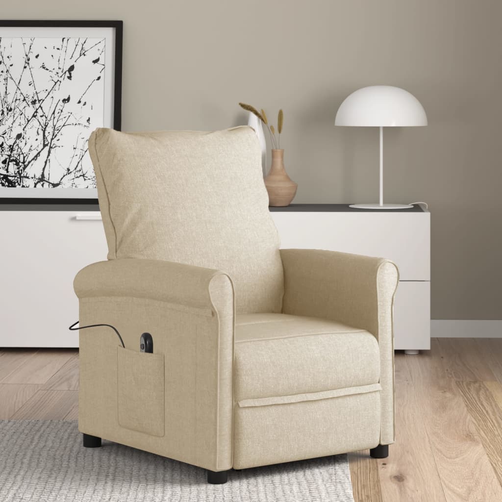 Fauteuil inclinable électrique Crème Tissu