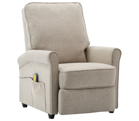 vidaXL Fauteuil électrique de massage Crème Tissu