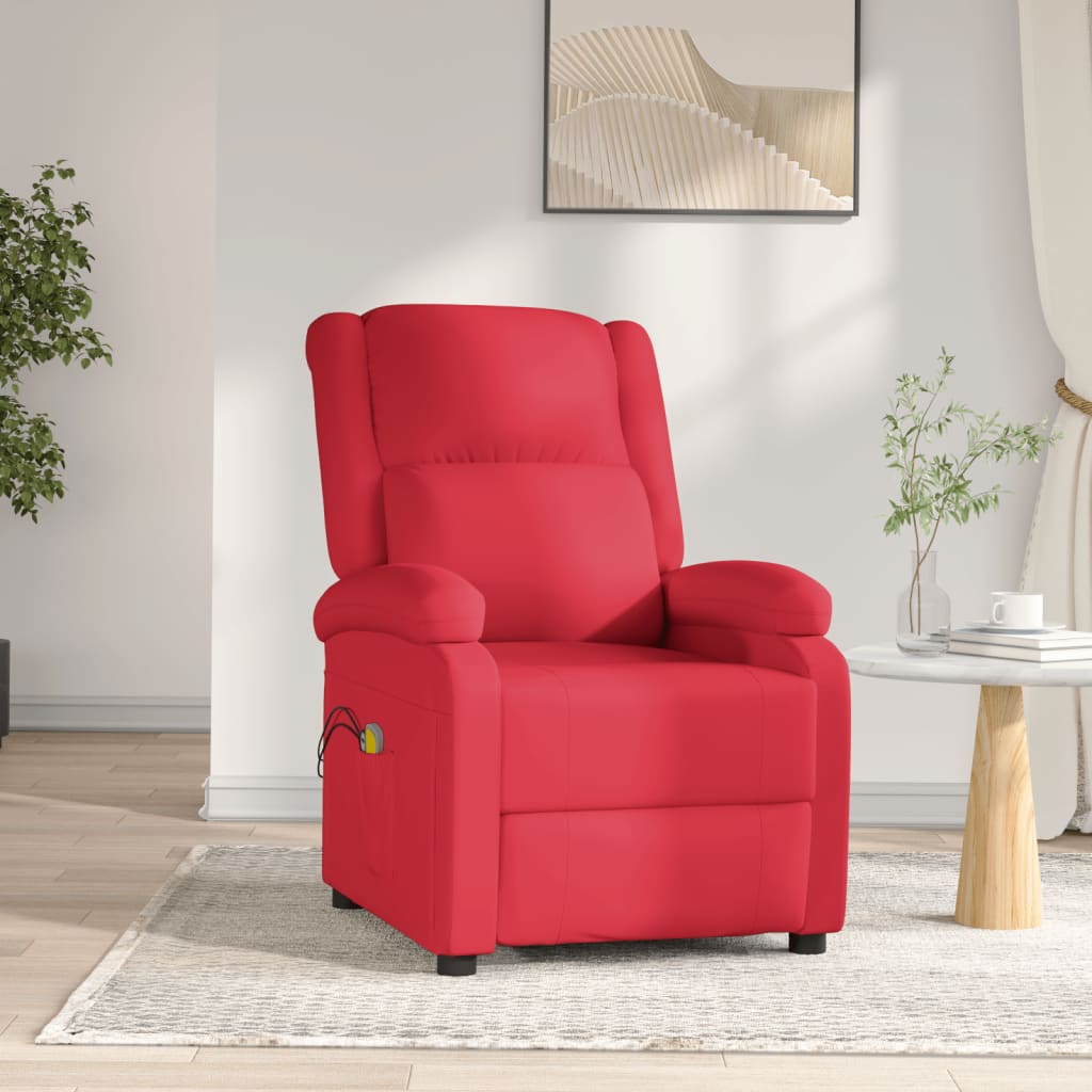 vida XL Massagesessel Elektrisch Rot Kunstleder