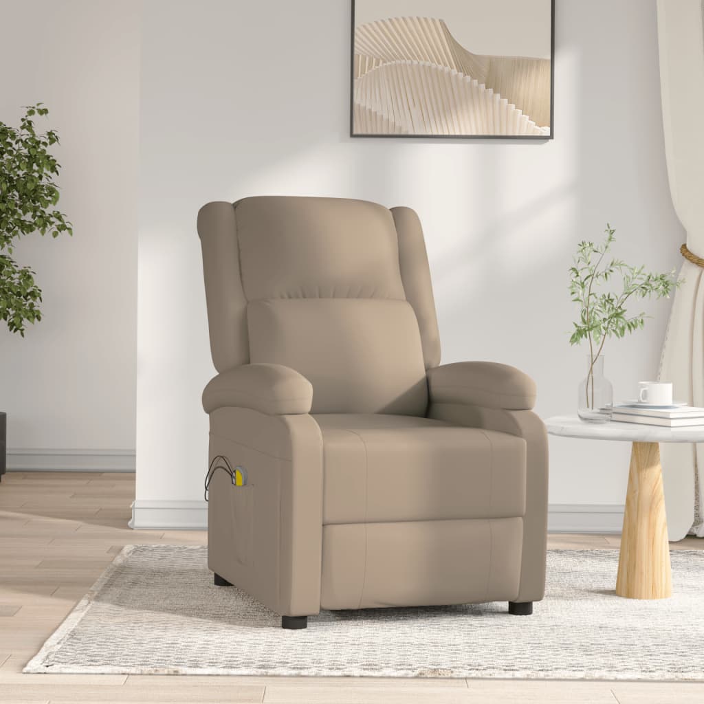 vidaXL Fotoliu de masaj rabatabil electric, cappuccino piele ecologică