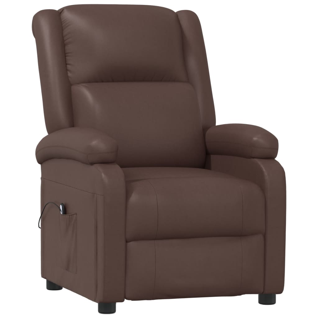 vidaXL Fauteuil inclinable électrique Marron Similicuir