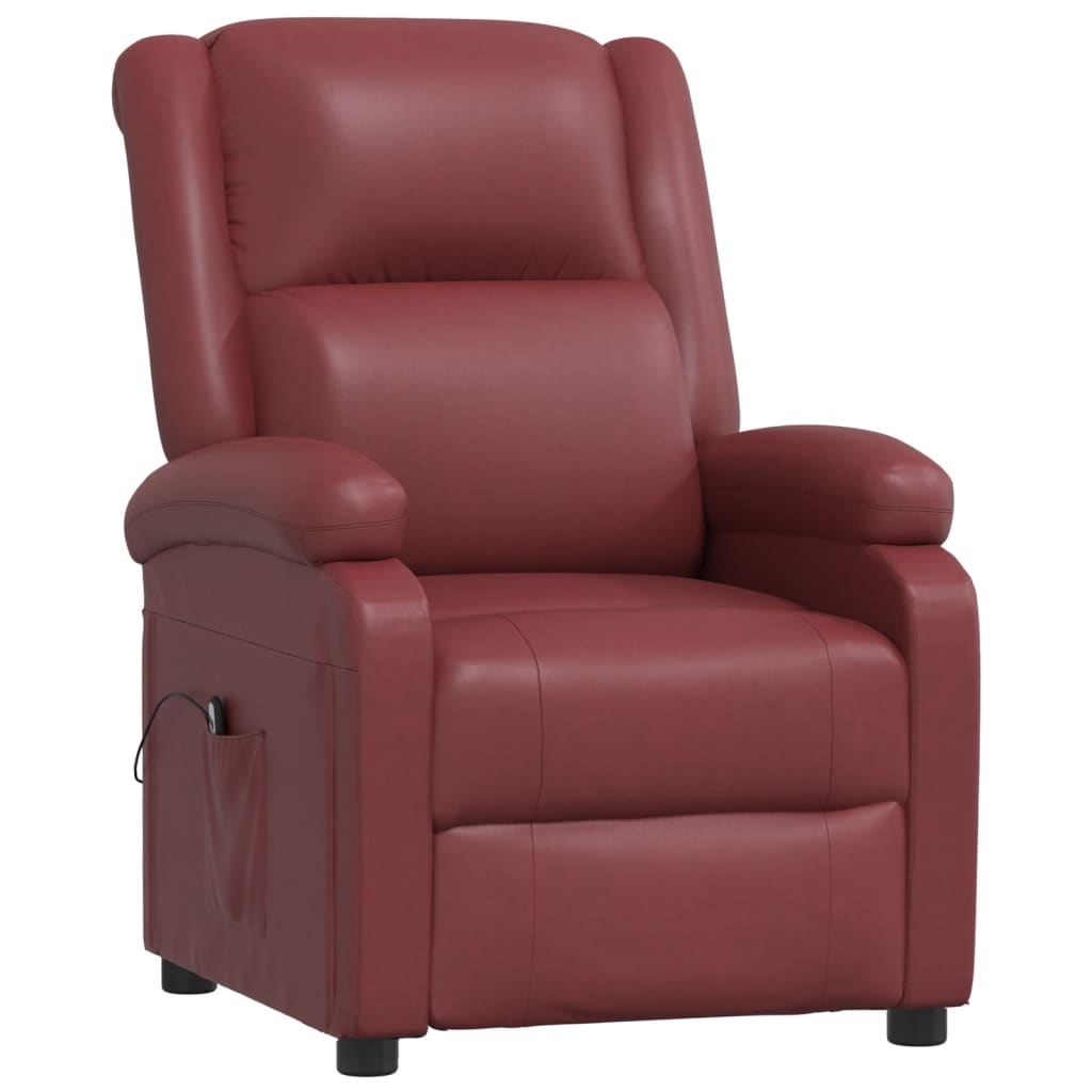 

vidaXL Fauteuil verstelbaar elektrisch kunstleer wijnrood