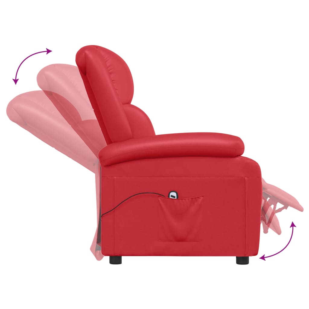 Piros műbőr elektromos dönthető fotel 