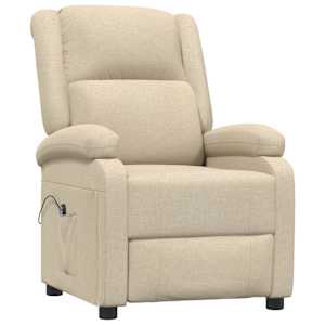 vidaXL Fauteuil inclinable &eacute;lectrique Cr&egrave;me Tissu