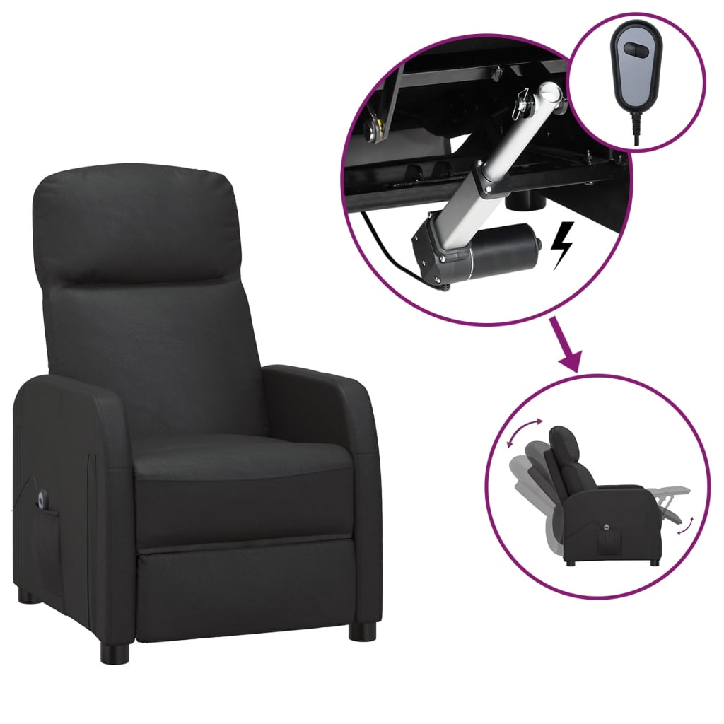 Fauteuil inclinable électrique Noir Similicuir