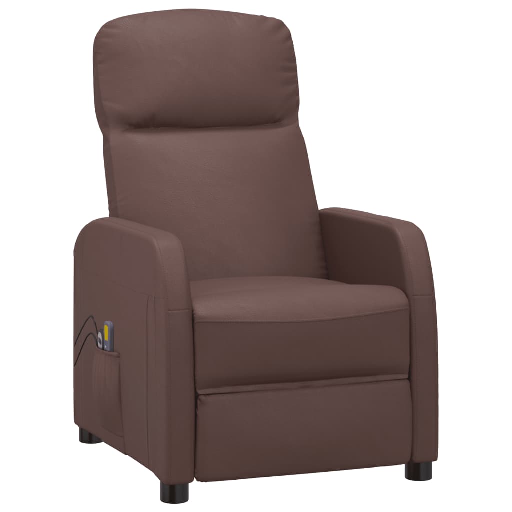vidaXL Elektrinis masažinis krėslas, rudos spalvos, dirbtinė oda