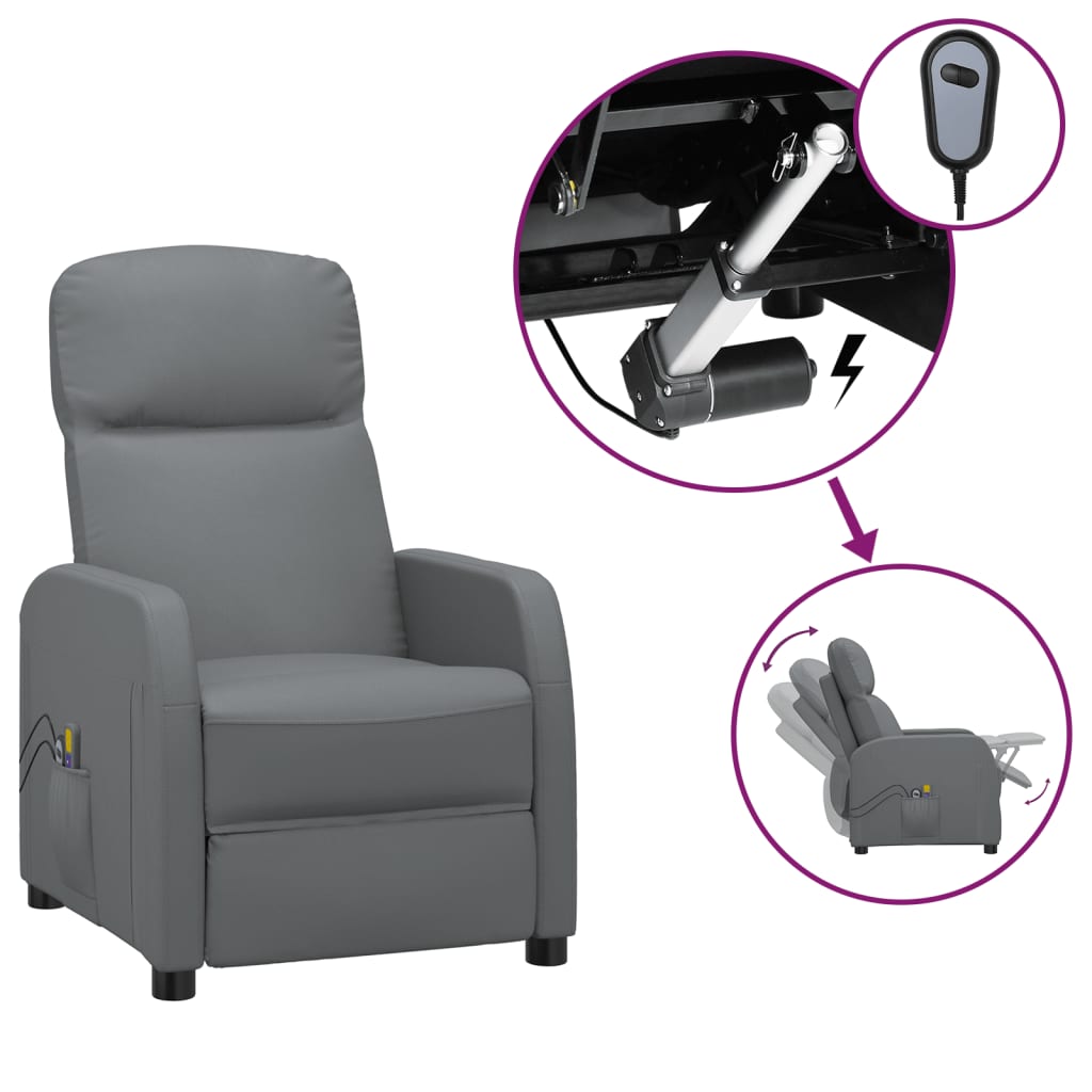Fauteuil de massage électrique Anthracite Similicuir