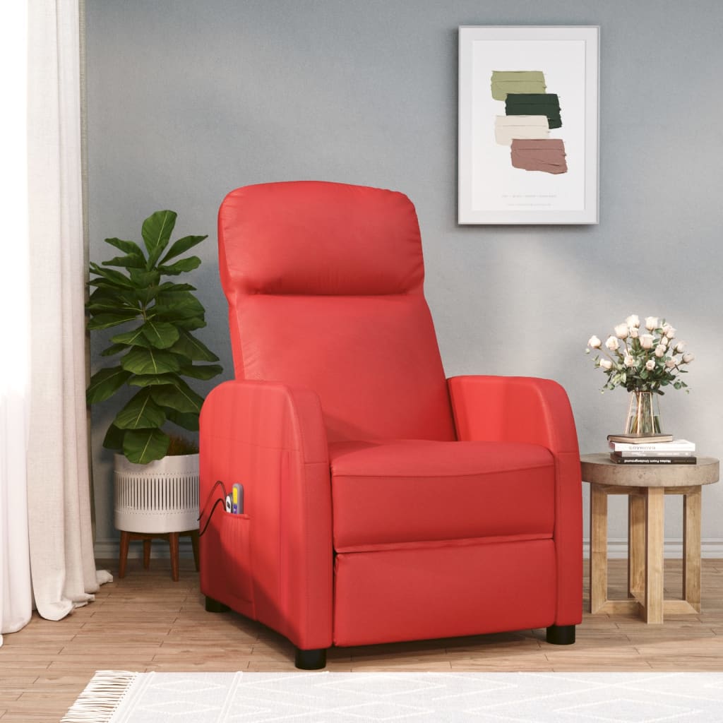 Fauteuil de massage électrique Rouge Similicuir