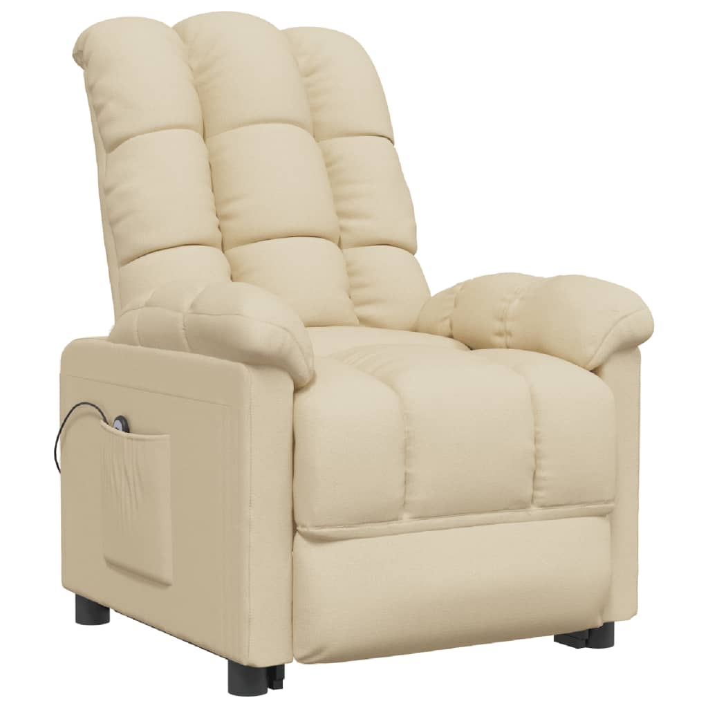 vidaXL Fauteuil verstelbaar elektrisch stof crèmekleurig afbeelding