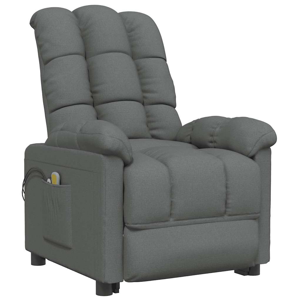 vidaXL Massagestoel elektrisch stof donkergrijs