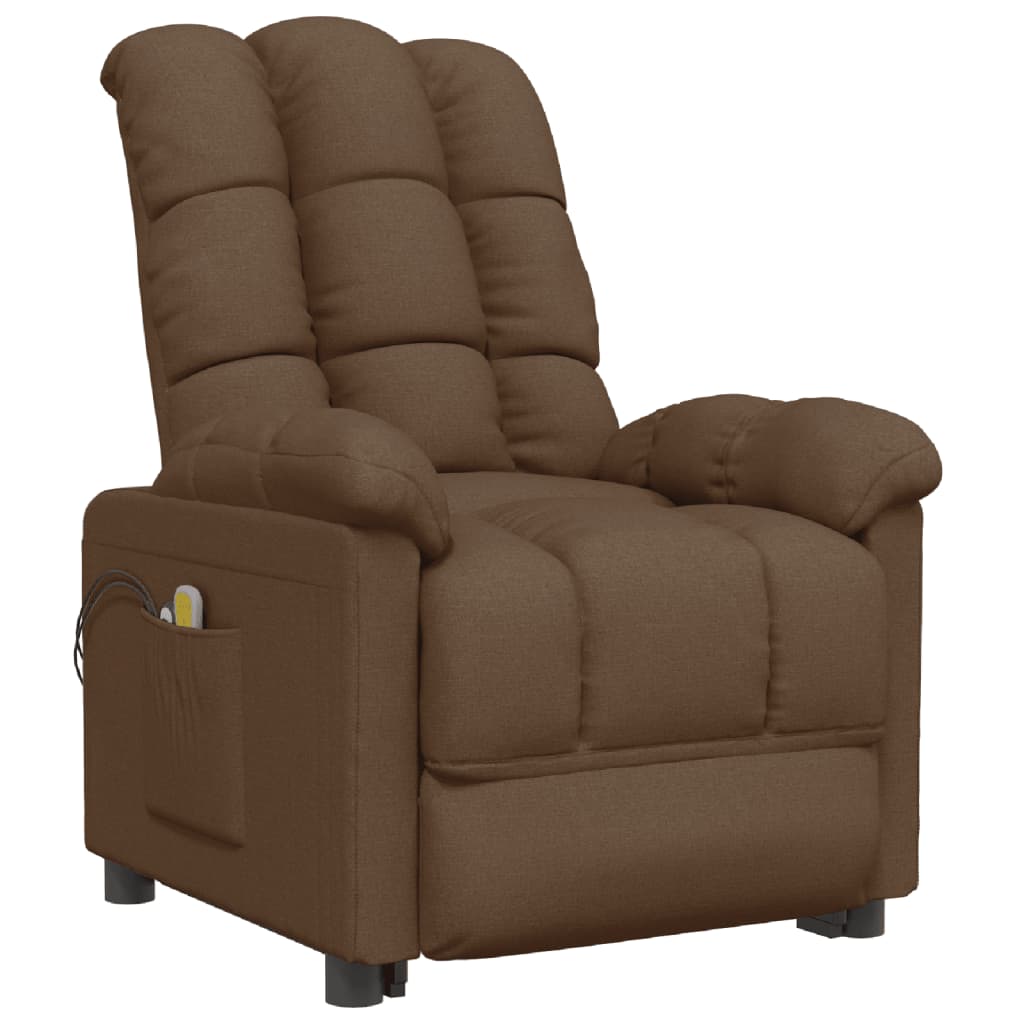 vidaXL Fauteuil électrique de massage Marron Tissu