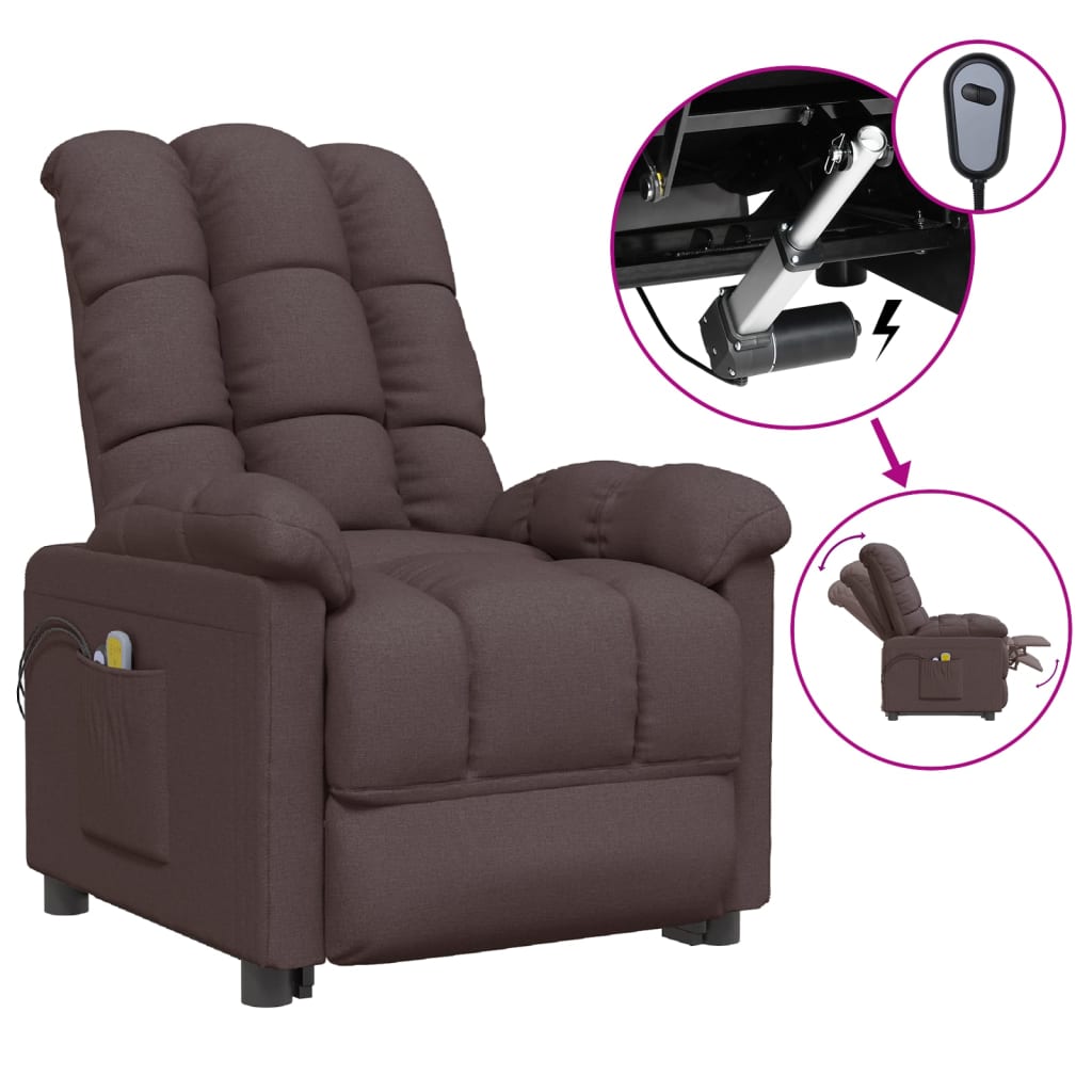 vidaXL Elektrické masážní křeslo tmavě hnědé textil