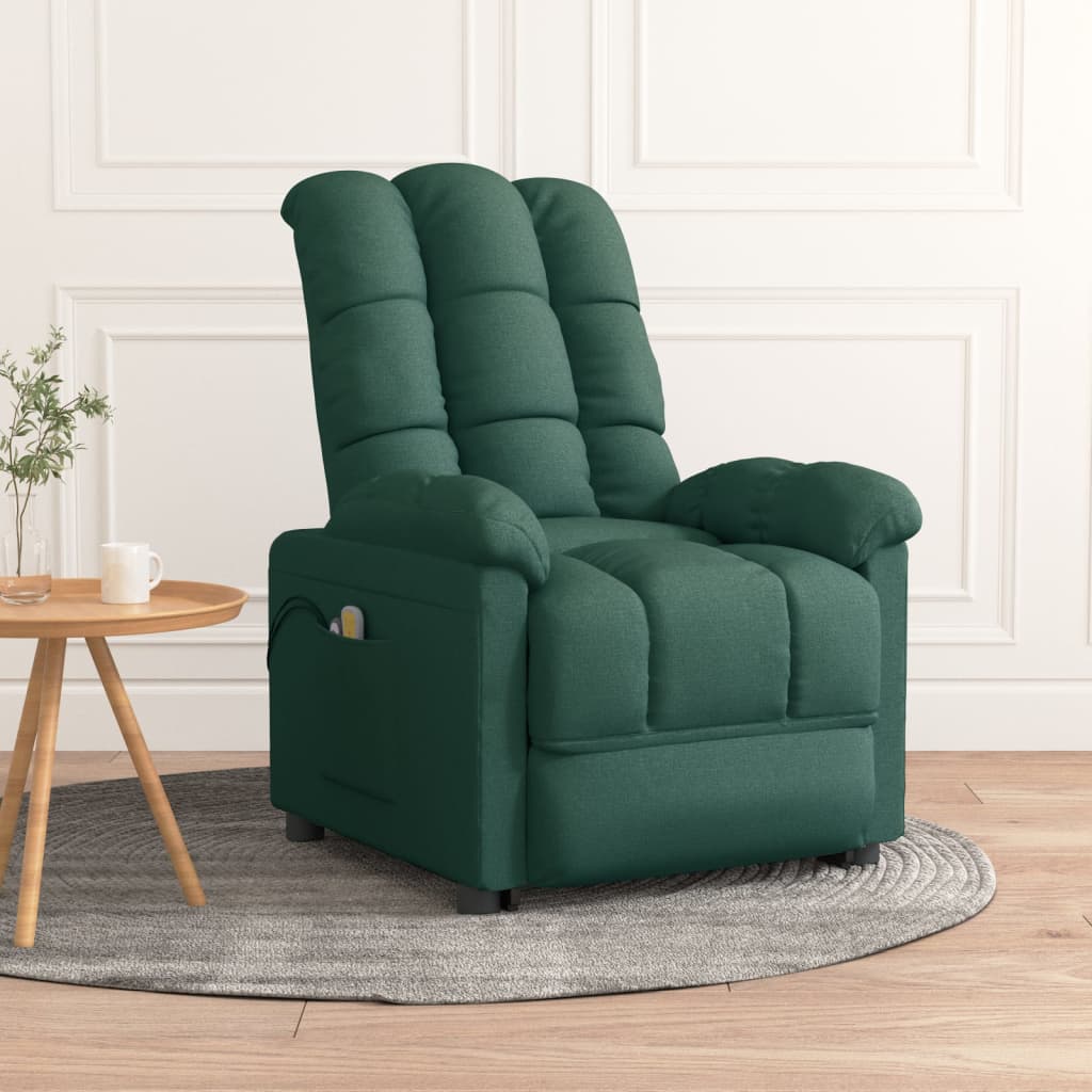 Fauteuil électrique de massage Vert foncé Tissu